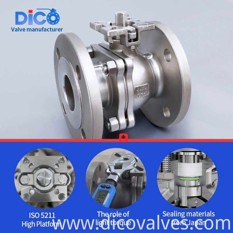 Dico Investment Casting Building Material DIN Pn16 Stainless Steel with ISO5211 Pad 2PC Ball Valve